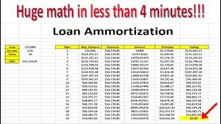 Super Fast!!! Loan Amortization Math in Excel