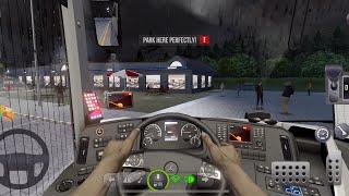 Night raining travel with bus simulator realistic driving