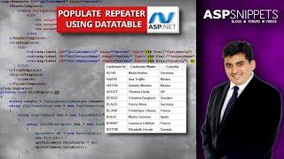 Populate Repeater control using DataTable in ASP.Net