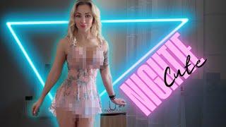 4K Pink Nightie Try On | Transparent Try On Haul 2024