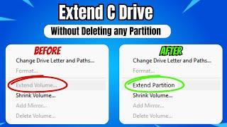 Extend C Drive Without Deleting any Partition (FIX Extend Volume Greyed Out) EASY