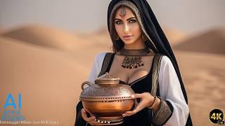 4K AI Art Lookbook Video of Arabian AI Girl ｜ AI Girl with Straight Hair and Glowing Face