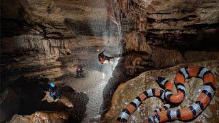 110 foot rappel in to this river CAVE leads to massive WATERFALL