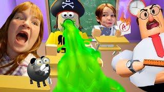 CRAZY SCHOOL with ADLEY and NiKO!!  Navey's First Day of Roblox Class.. a Student has STiCKER POX!