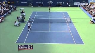 Rafael Nadal great backhand slice winner - vs Djokovic US Open Final 2010 [HD]