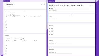 How to Create Multiple Choice Question Paper for Mathematics by using Google Form | Google Form quiz