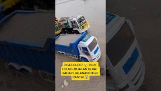 UJI NYALI TRUK OLENG DI JALAN  BERPASIR #mainananak #truck #trukoleng #truk #toys #trukpasir