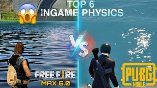 FREE FIRE MAX  VS PUBG MOBILE  TOP 6  INGAME PHYSICS COMPARISON  EVER IN 2021