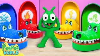 Mystery Four Elements Crocodile Dentist Room Challenge  Cartoon For Kids ️ Pea Pea World