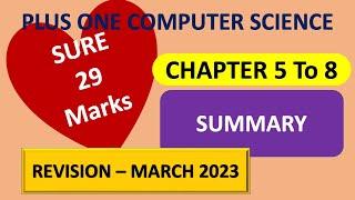 +1 Computer Science | Chapter 5 to 8 | Revision | March-2023