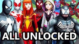 All Spider-Man Suits/Characters Unlocked! | Marvel: Avengers Academy