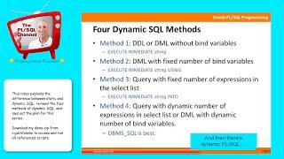 DYN1: Introduction to Dynamic SQL in PL/SQL (PL/SQL Channel)