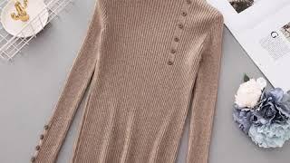 SARAH- WINTER TURTLENECK SWEATER WITH BUTTON ACCENTS