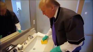 Trump Cleans Bathrooms and Works as a Waiter and Bell Hop at his Hotel