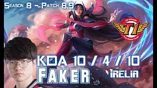 SKT T1 Faker IRELIA vs TALON Mid - Patch 8.9 KR Ranked