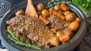 SUPER TENDER Slow Cooker Roast Beef in a DIVINE Gravy! I get 5 ⭐️ Reviews every time I make this!