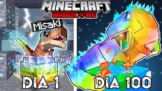 🟥SOBREVIVÍ 100 DÍAS siendo DINOSAURIO ELEMENTAL en Minecraft HARDCORE! - Misaki Gamer