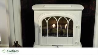 Ekofires 6010 Flueless Gas Stove In White With Arched Door