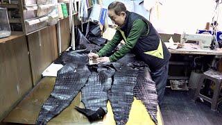 Six Crocodile Hides Turned into Luxury Jacket. Old Leather Master of Korea