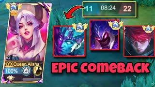 NEVER GIVE UP!! | ALICE IMPOSSIBLE EPIC COMEBACK MATCH!! (INTENSE GAME!) | MLBB