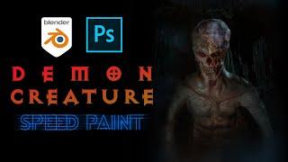 Creating dark fantasy DEMON CREATURE CONCEPT ART in Blender and Photoshop