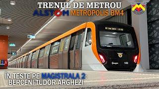  Trenul de metrou Alstom Metropolis BM4 1402-2402 "Giurgiu" efectuând PROBE pe Magistrala 2.