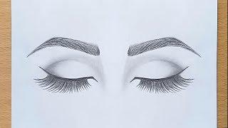 How to draw Closed Eyes for beginners.... step by step