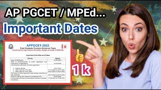 ap pgcet | mped notification 2022 | notification important dates | schedule @srinupetcreations