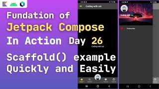 jetpack compose scaffold example | jetpack compose scaffold drawer | android compose scaffold day 26