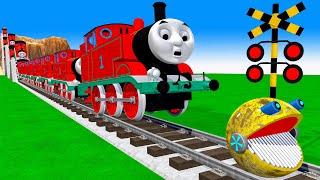 【踏切アニメ】あぶない電車 TRAIN THOMAS Fumikiri 3D Railroad Crossing Animation #1