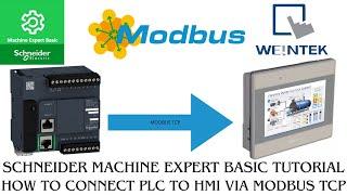 Weintek HMI to Schneider M221 PLC connection via modbus TCP