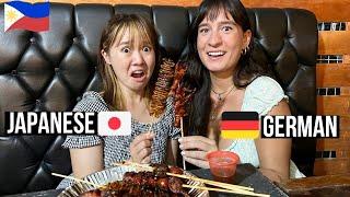 Foreigners trying FILIPINO Street Food at Nightmarket  Isaw, Pig Ear, Chicken Feet…