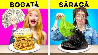 FATA BOGATĂ VS. FATA SĂRACĂ ||Mănâncă doar mâncare scumpă, timp de 24 de ore! Provocare 123 GO! FOOD