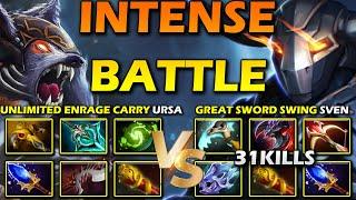 TRULY INTENSE BATTLE | Unlimited Enrage Ability Ursa Facing Against Great Sword Swing Sven DotA 2