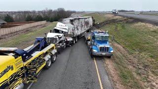 Cars sliding on ice in Texas Ice Storm  - Dallas  - January 2023 winter storm - Drone