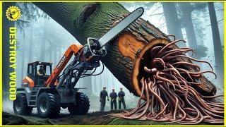 The Extreme Dangerous Fastest Big Chainsaw Cutting Tree Machines | Firewood Processor In Action #1