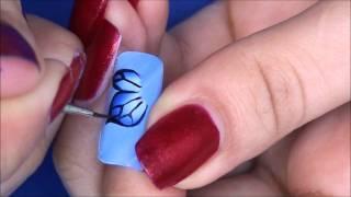 Easy one stroke butterfly nail art tutorial