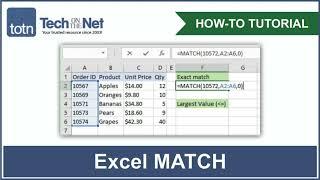 How to use the MATCH function in Excel