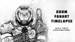 DOOM Fanart timelapse - w/ text commentary