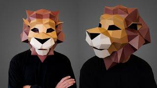 How to make Lion Mask Papercraft - DIY Paper Mask | Lowpoly Papercraft Step by Step Video Tutorial