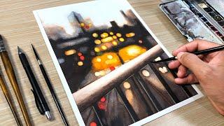 Painting Blurry Lights in Watercolor