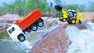 Double Dumper Tipper Truck Accident Pulling Out Jcb 3dx Backhoe Loader Sonalika HMT Tractor ? CS Toy