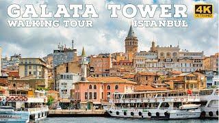 Istiklal Street Walking Tour Istanbul | Galata Tower - Taksim Square | 4K 60fps - With Captions