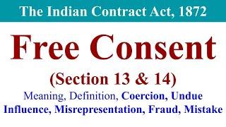 Free Consent Indian Contract Act, Free consent business law, free consent indian contract act, law