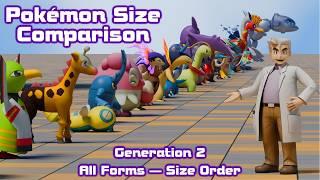 Pokemon Size Comparison - Gen 2 - All Forms - Size Order