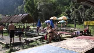 Tubing in Vang Vieng. Party in Kangaroo Sunset bar.