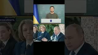 zelensky trolls Putin.Putin microphone video .#shorts