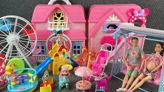 10 Minutes Satisfying with Unboxing Barbie Swing Toys, Pink House Playset Review | ASMR