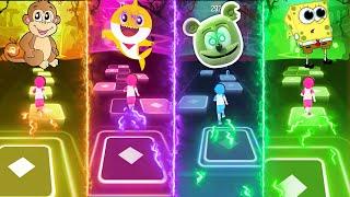 Gemmy Bear vs Baby Shark vs Monkey Dance vs Sponge Bob  Tiles Hop EDM Rush!