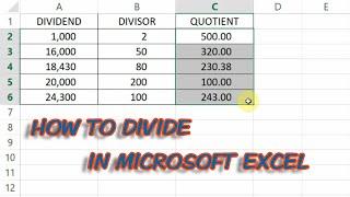 HOW TO DIVIDE IN MICROSOFT EXCEL | DIVISION FORMULA IN EXCEL